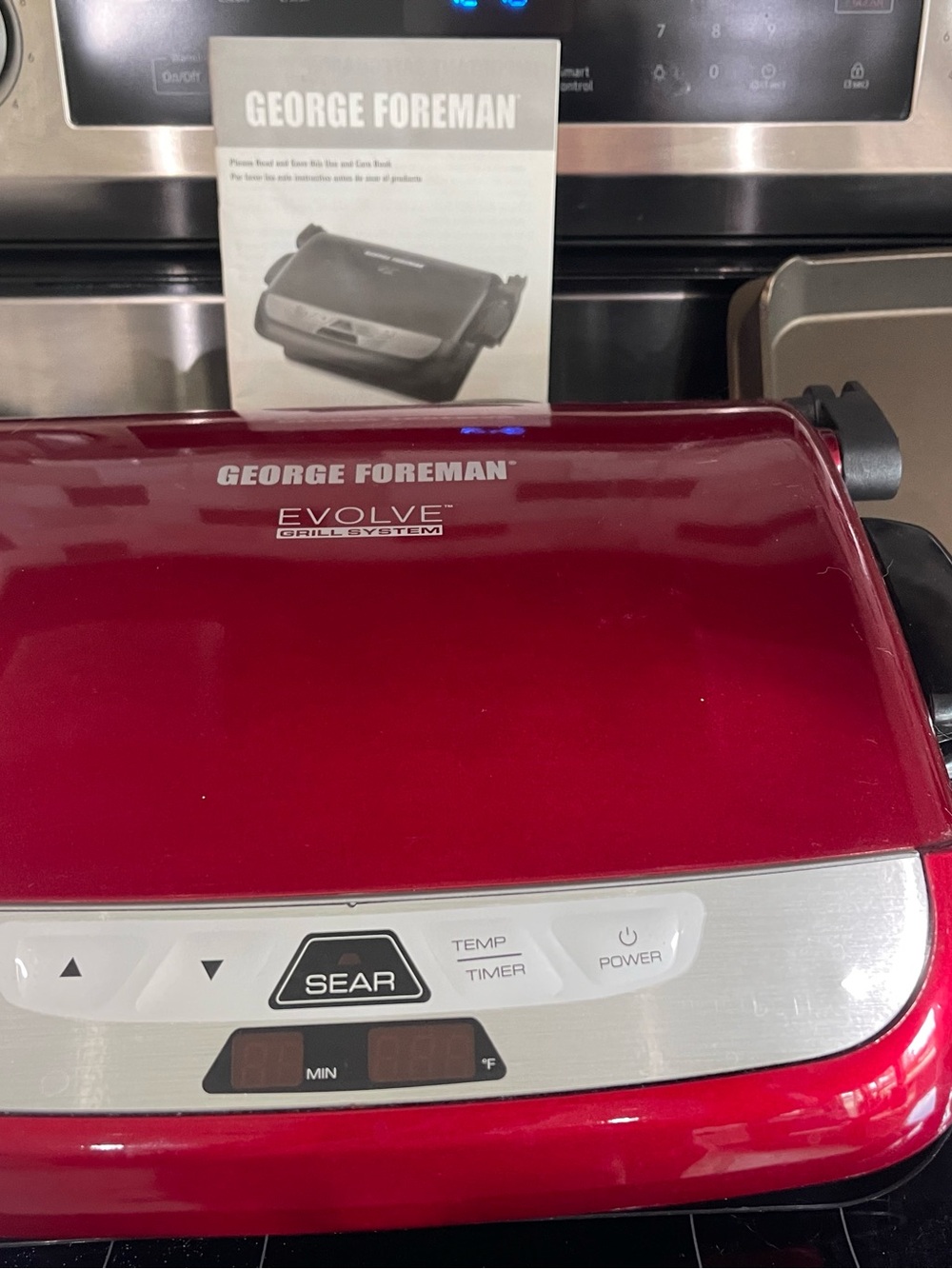 George Foreman Grill and Pans for Cake/Muffins plus Grilling w/ book